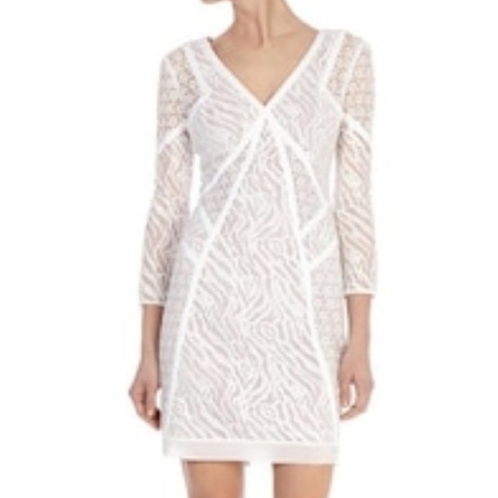 NWT Karen Millen White Overlay Dress 8